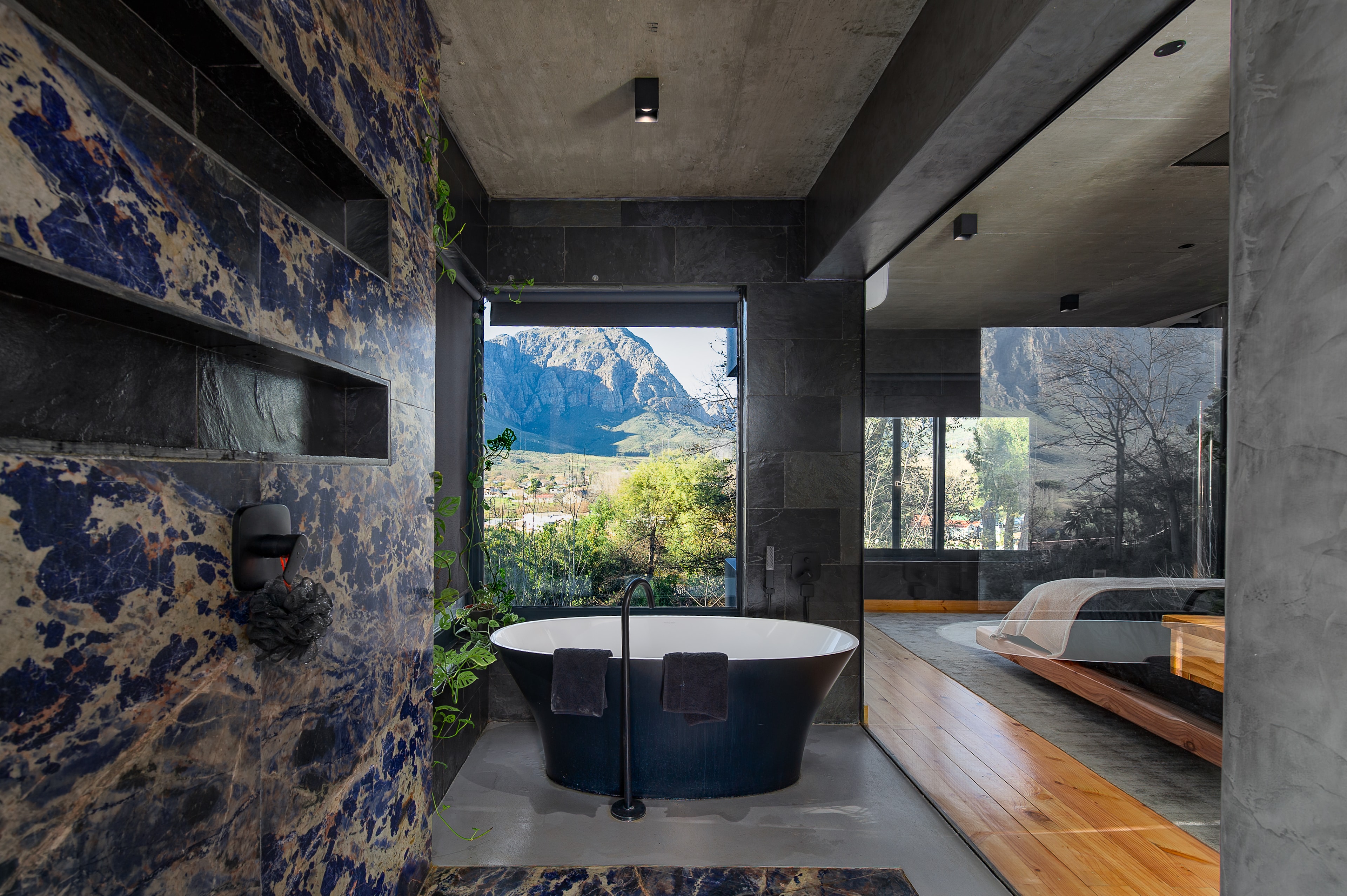 Bathroom with mountain view
