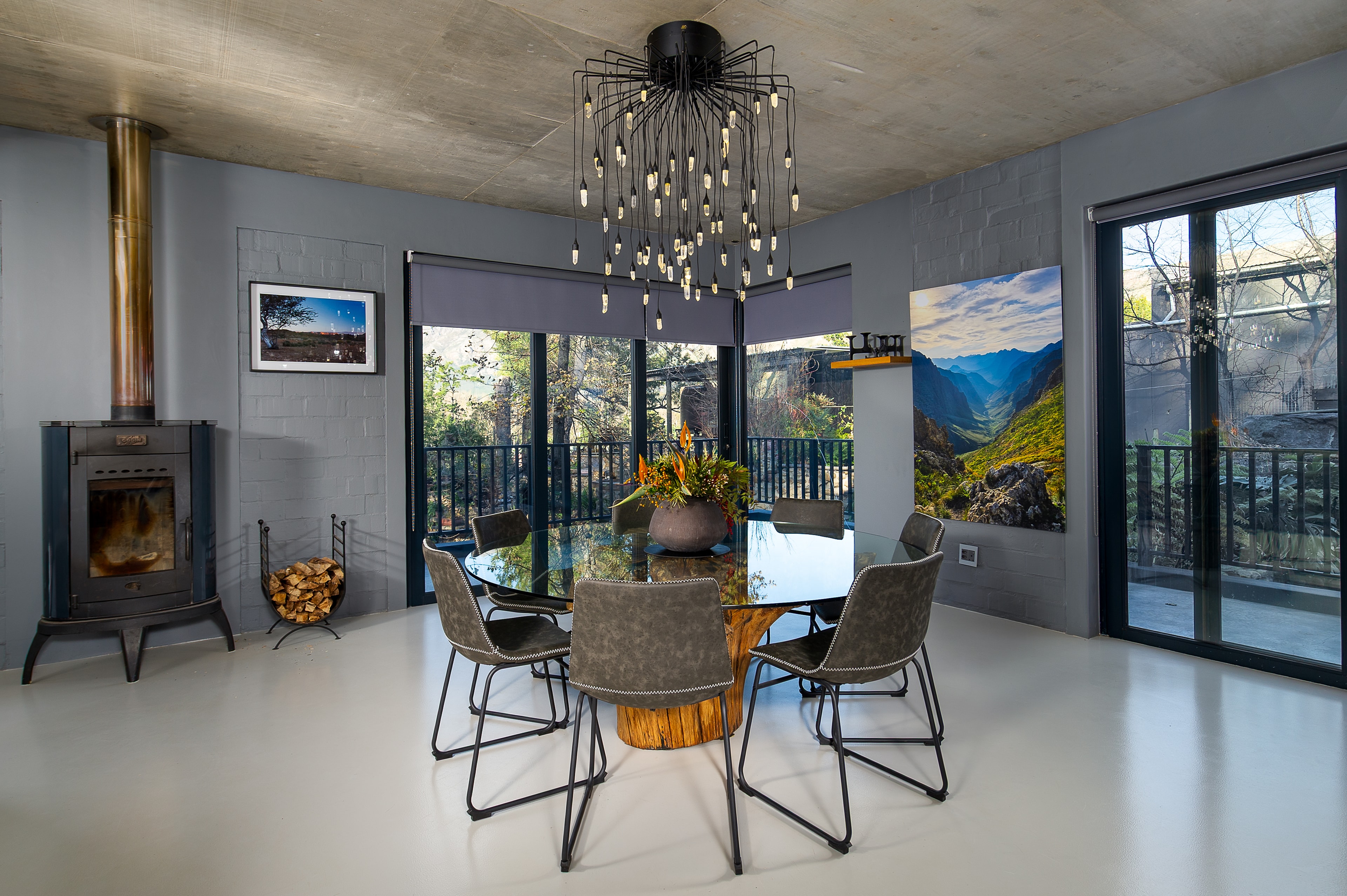 Dining room with chandelier